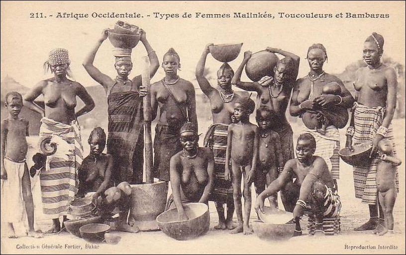 Types de Femmes Malinkées, Toucouleurs et Bambaras (groupes femmes et enfants)